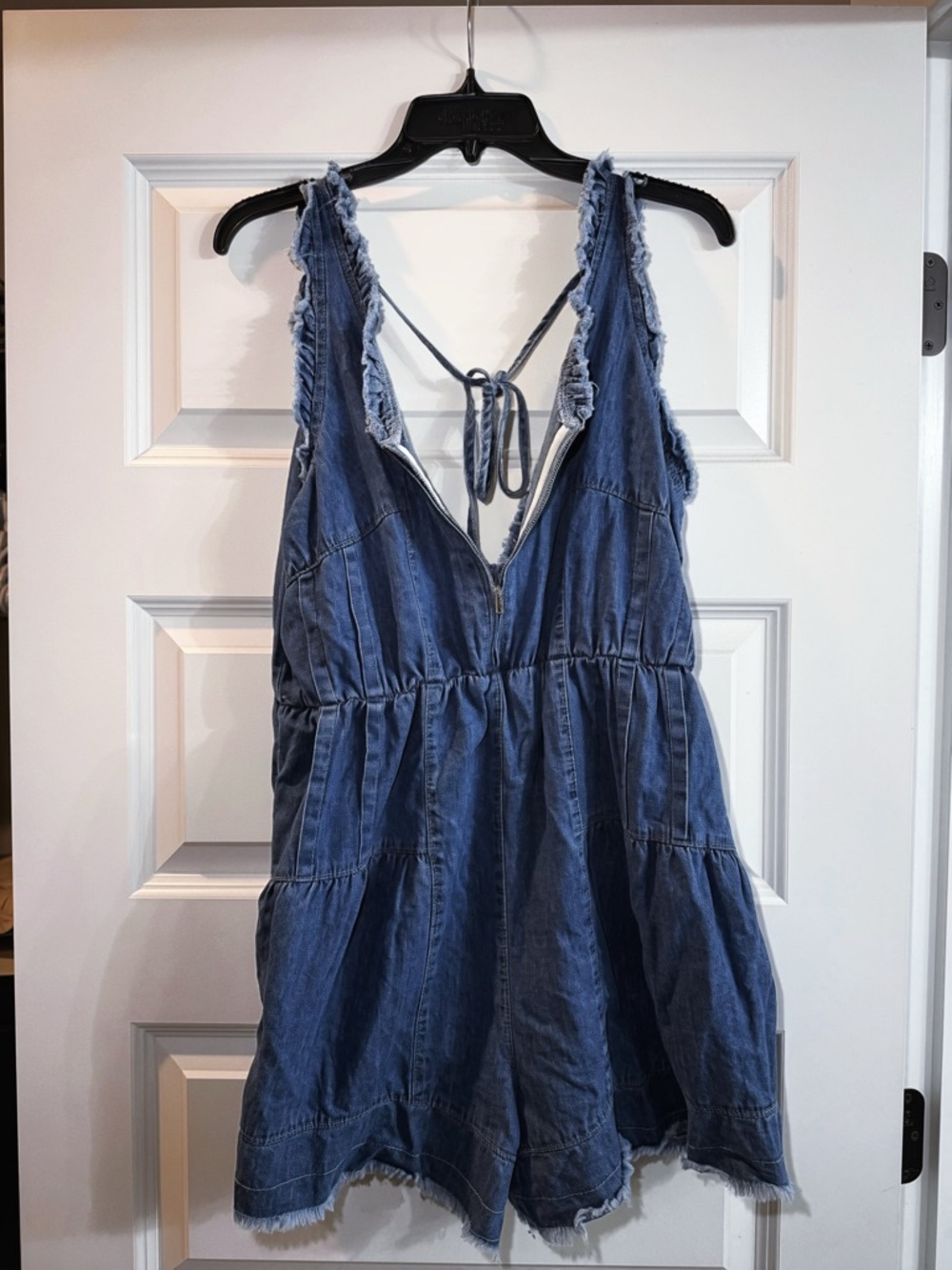 Amazon Blue Denim Tie-Back Girls' Romper
